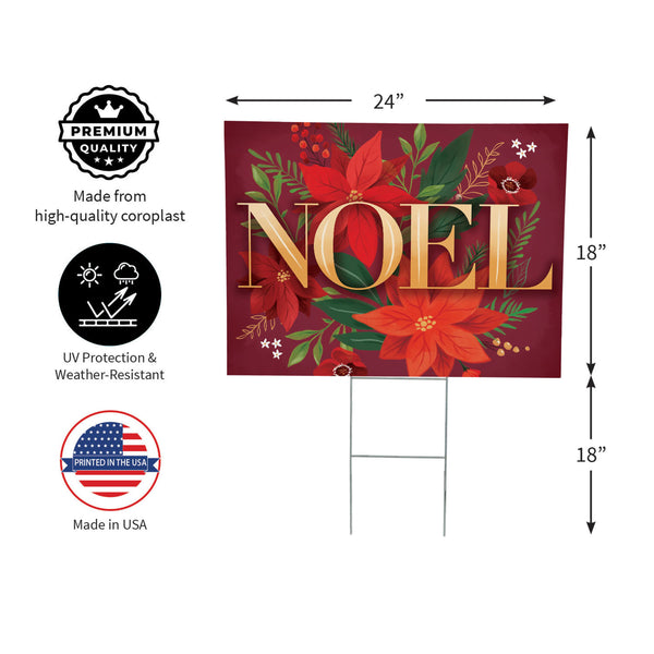 Plow & Hearth Holly Homestead Yard Sign "Noel" 24"x18"