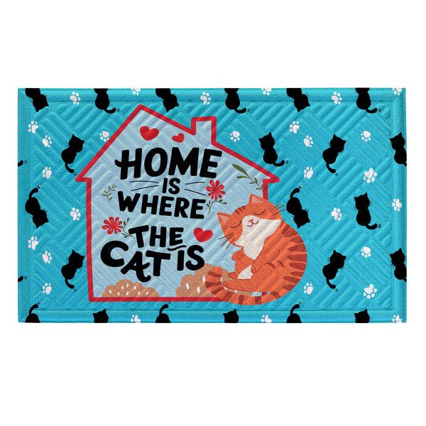 Plow & Hearth Home Is Where The Cat Is Embossed Mat