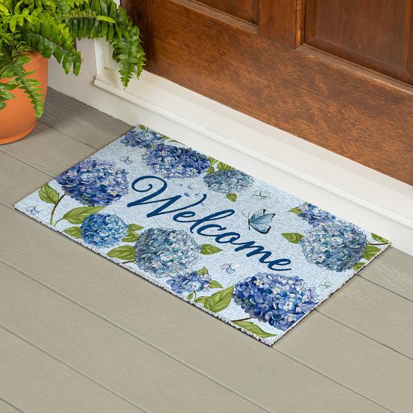 plow & hearth Hydrangea Haven PVC Trapper Mat 28"x16"