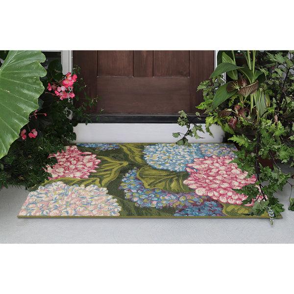 plow & hearth Hydrangeas Indoor/Outdoor Rug