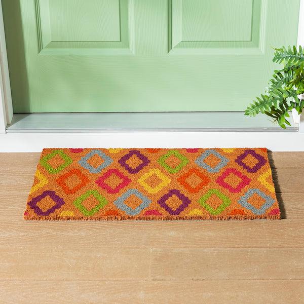 plow & hearth In Bloom Diamond Patterned Coir Mat
