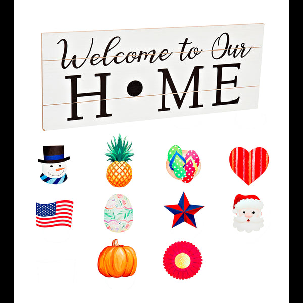 Plow & Hearth Interchangeable Wooden Welcome Sign