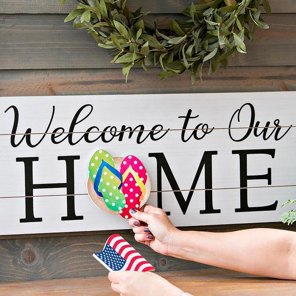 plow & hearth Interchangeable Wooden Welcome Sign