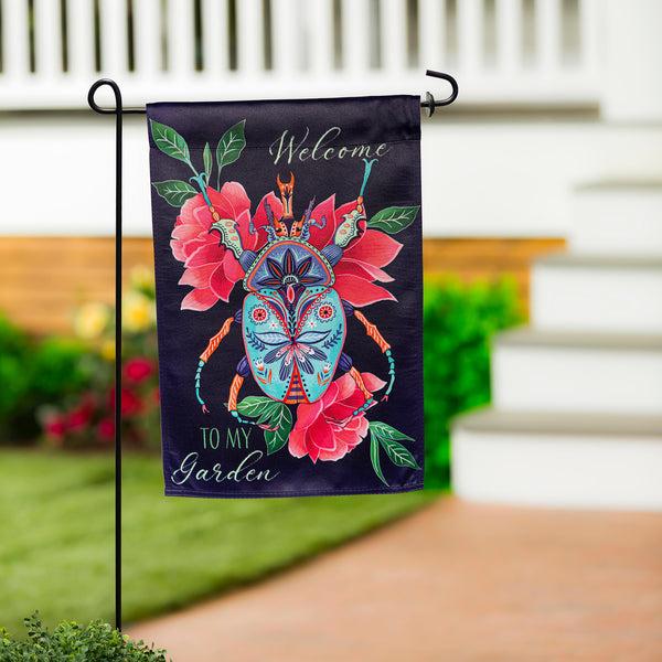 plow & hearth Intricate Beetle Suede Garden Flag