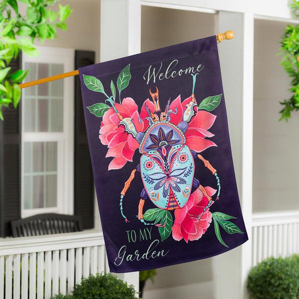 plow & hearth Intricate Beetle Suede House Flag