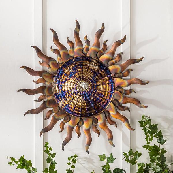 plow & hearth Iridescent Metal Sun Wall Art