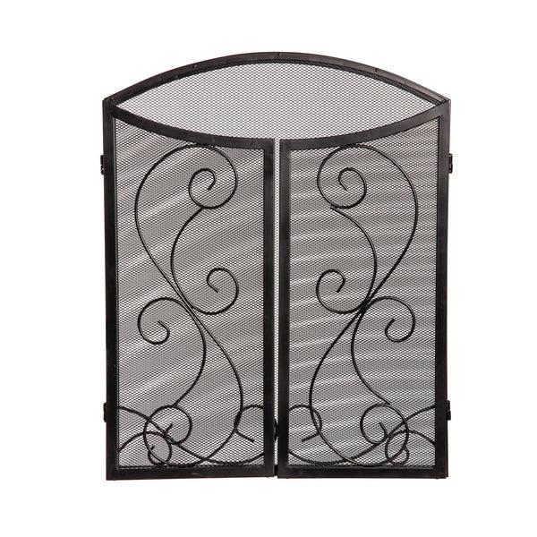 Plow & Hearth Iris Scroll Tri-Fold Fireplace Screen