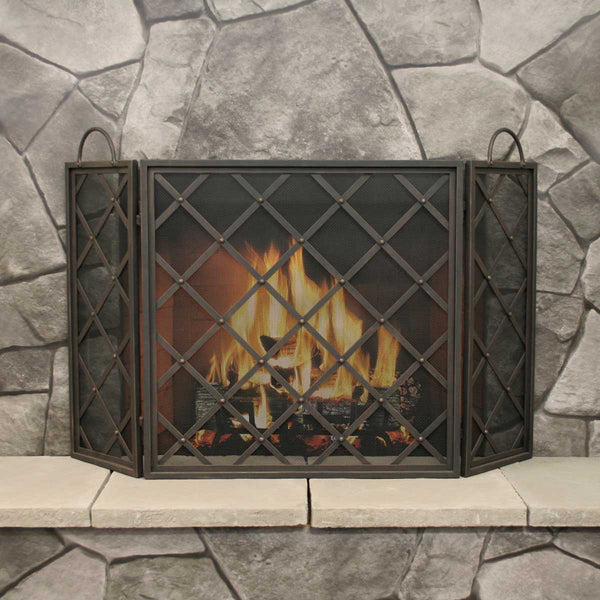 plow & hearth Iron Weave Tri Panel Screen
