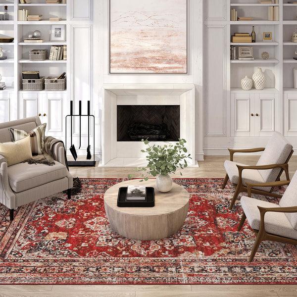 Plow & Hearth Jericho Red Polyester Area Rug