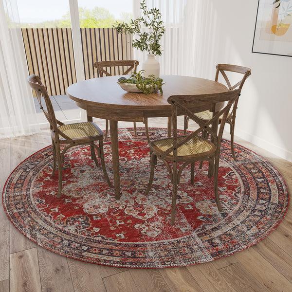 plow & hearth Jericho Red Polyester Area Rug