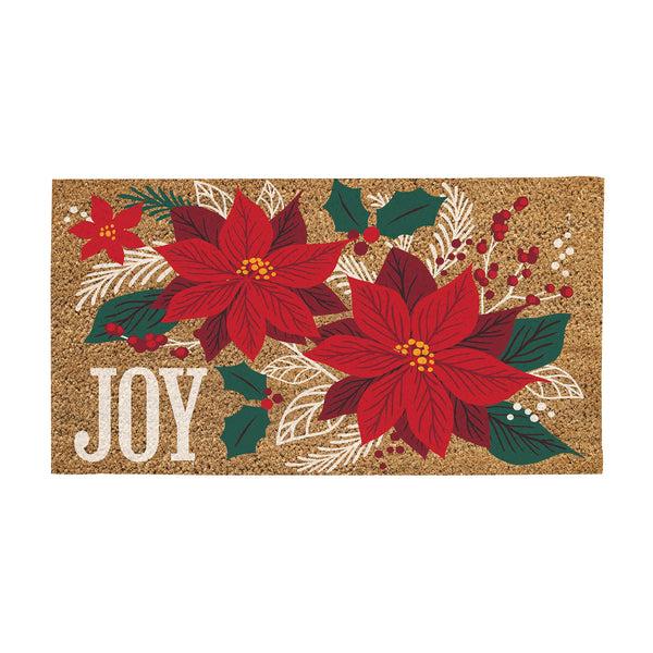 plow & hearth Joy Poinsettia Coir Mat