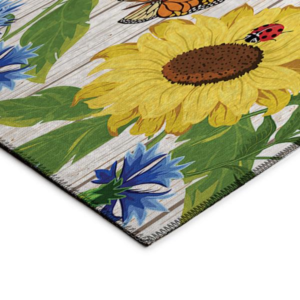 plow & hearth Kendall Sunflowers Polyester Area Rug