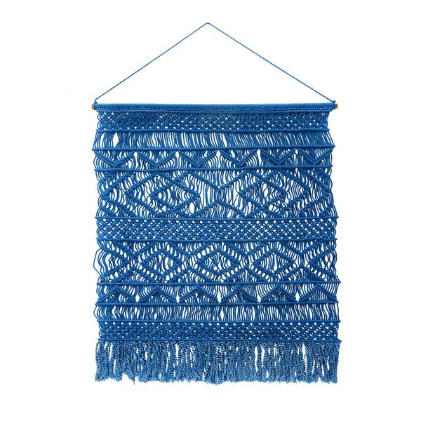 plow & hearth Large Macramé Wall Hanging Navy