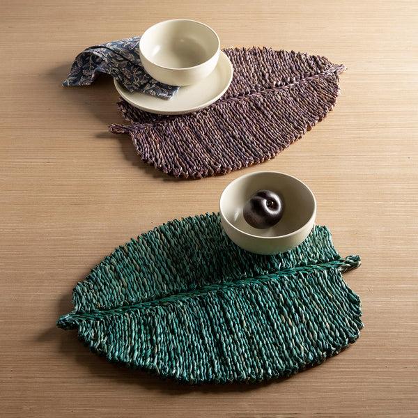 plow & hearth Leaf Placemats Set of 4 Blue