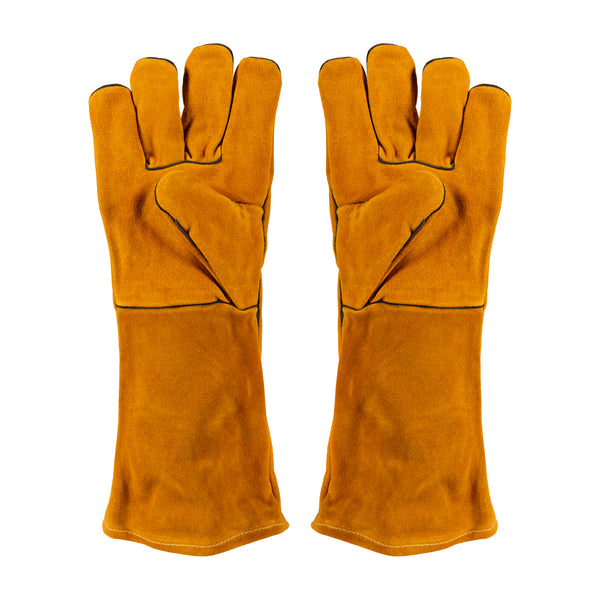 Plow & Hearth Leather Fireplace Gloves 16" Tan