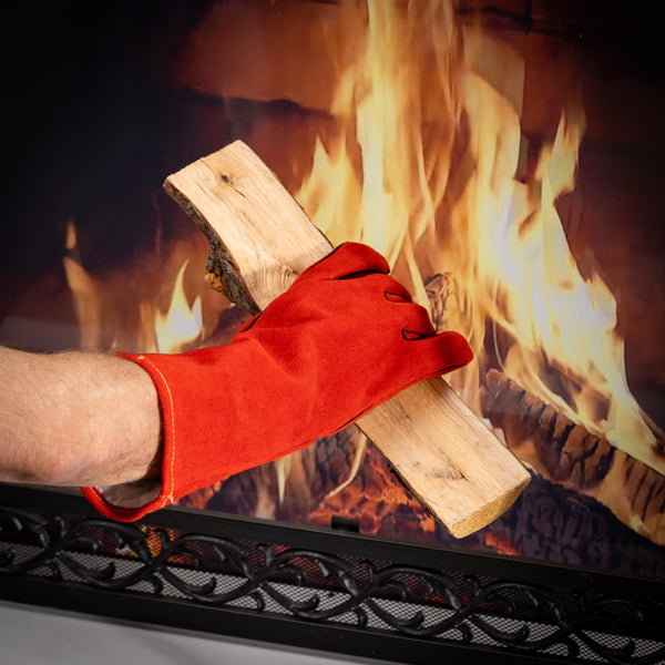 plow & hearth Leather Fireplace Gloves Red