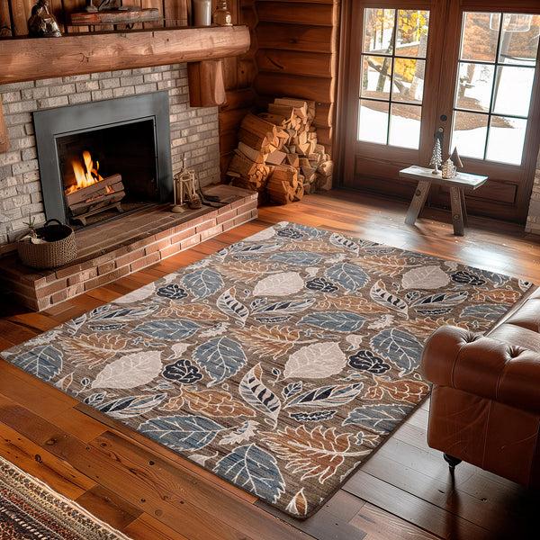 plow & hearth Leaves EnduraStran Area Rug 4' x 5'