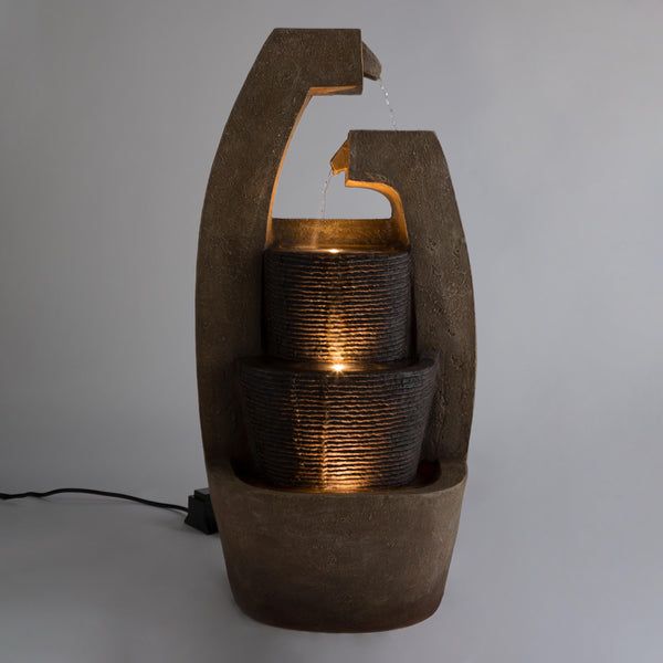 Plow & Hearth LED Stone-like Outdoor Fountain