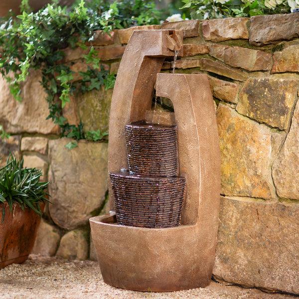 plow & hearth LED Stone-like Outdoor Fountain