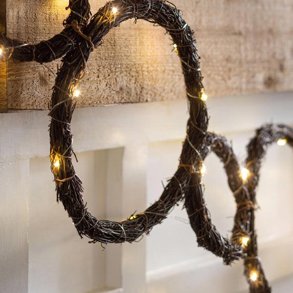 Plow & Hearth Lighted Grapevine Holiday Garland