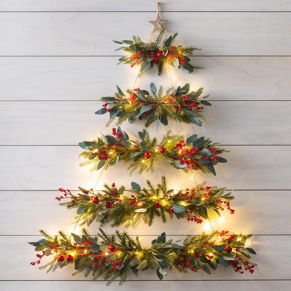 Plow & Hearth Lighted Hanging Wall Christmas Tree