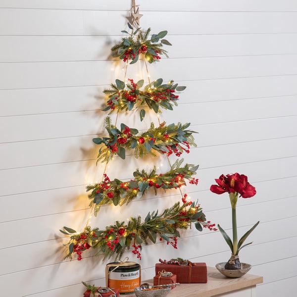 plow & hearth Lighted Hanging Wall Christmas Tree