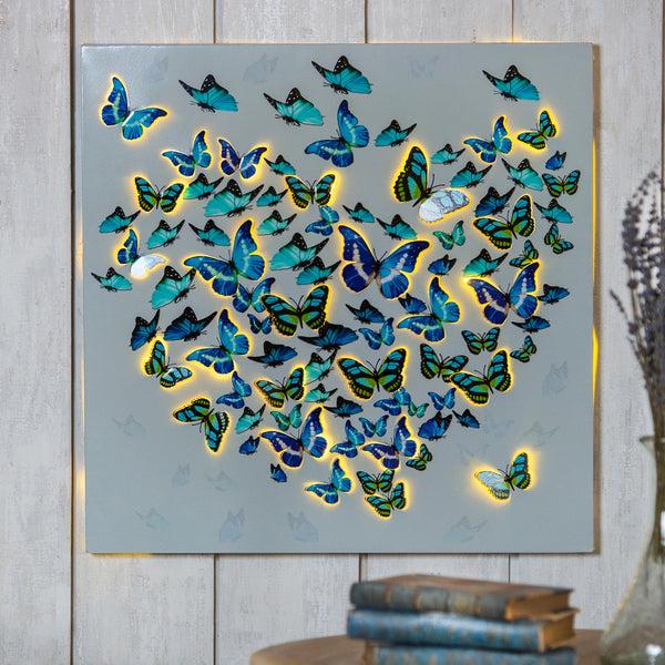 plow & hearth Lighted Metallic Butterfly Wall Art