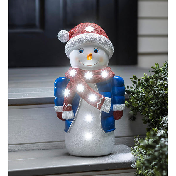 plow & hearth Lighted Snowman Shorty Statue