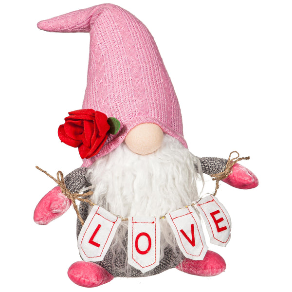 Plow & Hearth Lighted Valentine Gnome Table Décor