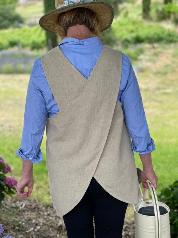 Plow & Hearth Linen Apron - French Style Crossback