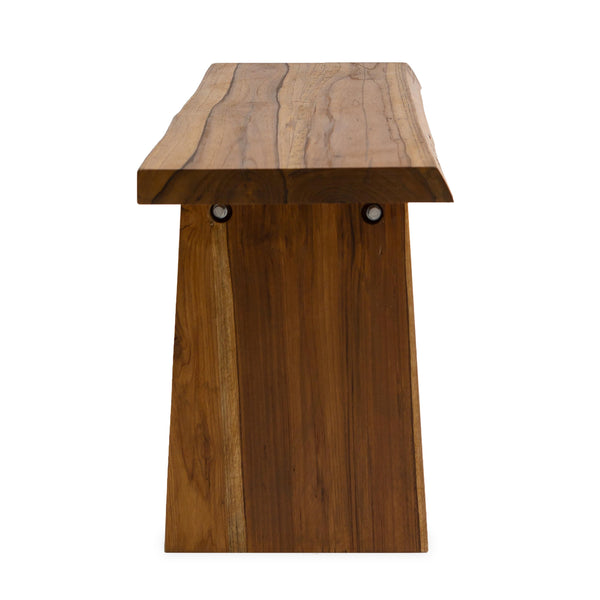 Plow & Hearth Live-Edge Teak Garden Bench