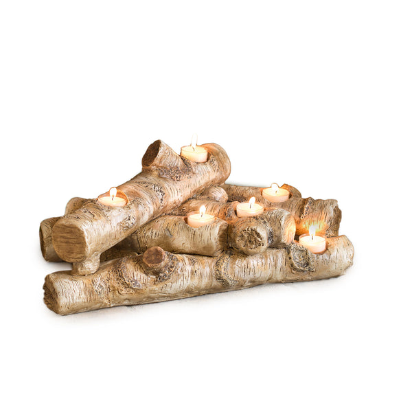 Plow & Hearth Logs Hearth Candle Holder