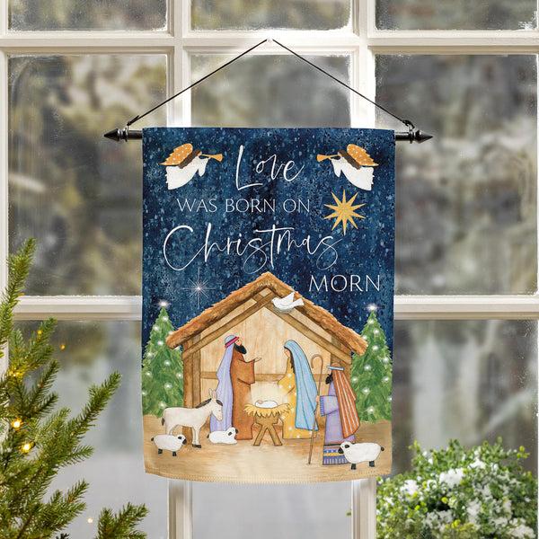 plow & hearth Love Was Born Suede Garden Flag