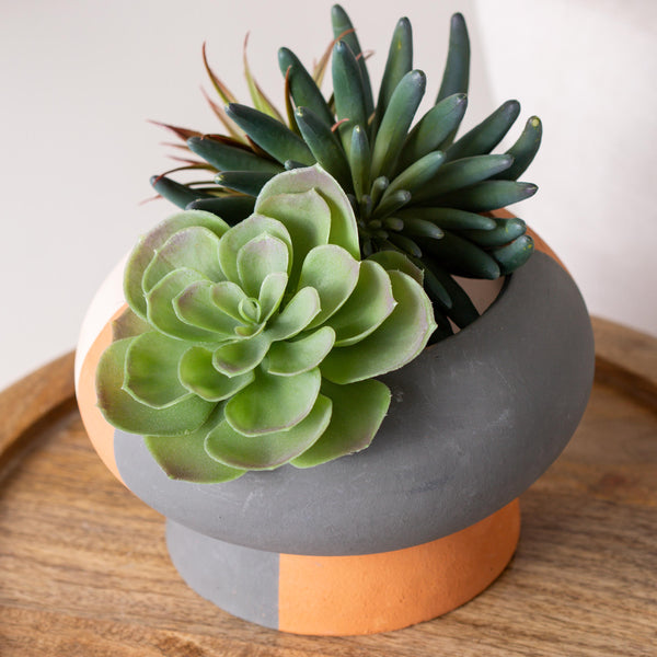 Plow & Hearth Low Striped Planter