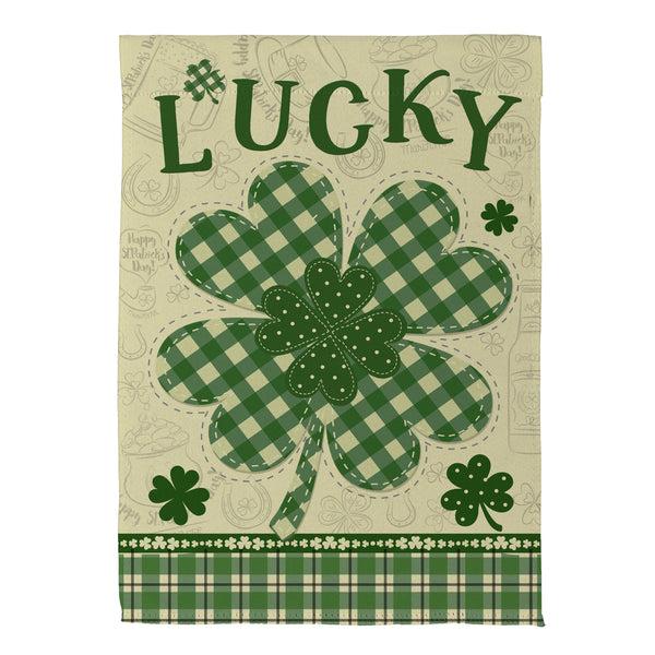Plow & Hearth Lucky Clover Suede Garden Flag