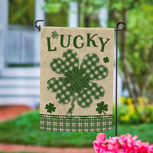 Plow & Hearth Lucky Clover Suede Garden Flag