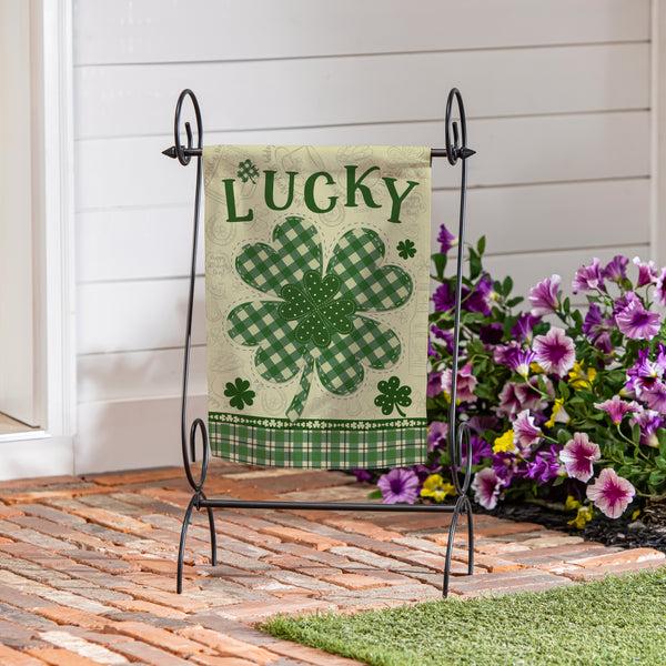 plow & hearth Lucky Clover Suede Garden Flag