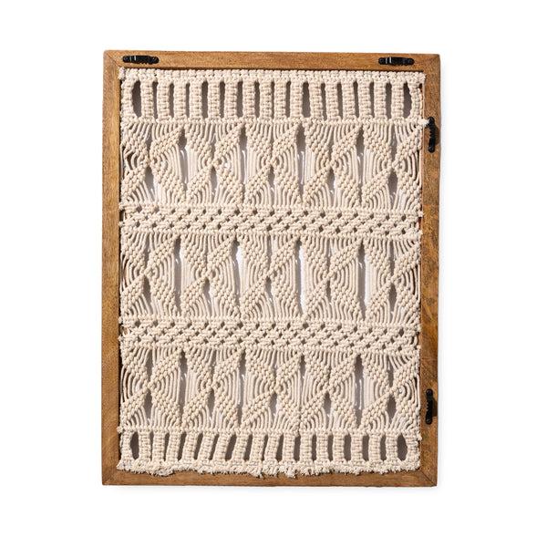 Plow & Hearth Macrame Wood Framed Wall Hanging