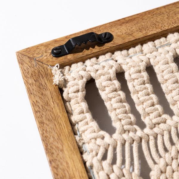 Plow & Hearth Macrame Wood Framed Wall Hanging