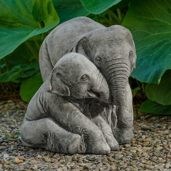 plow & hearth Mama and Baby Elephant Garden Statue