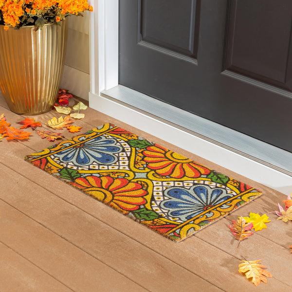 plow & hearth Mariposa Melody Pattern Coir Mat