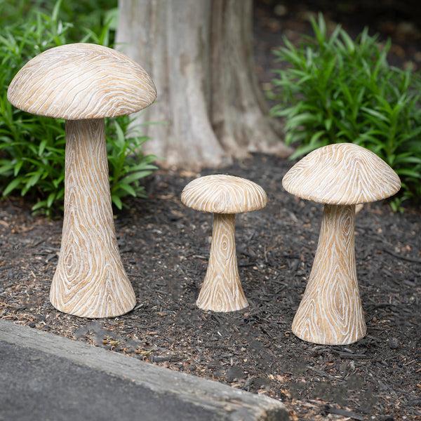 Plow & Hearth Medium Carved Mushroom Garden Statue