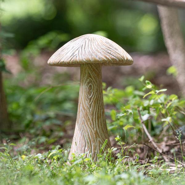 plow & hearth Medium Carved Mushroom Garden Statue