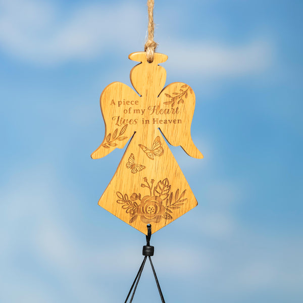Plow & Hearth Memorial Wind Chime Bamboo Angel 37" H