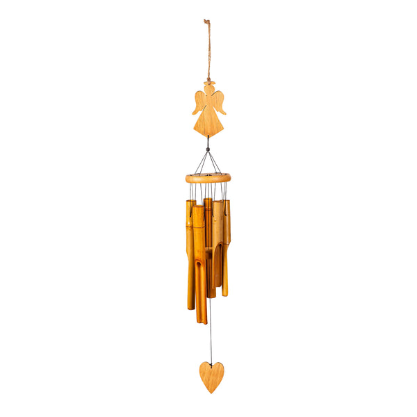 Plow & Hearth Memorial Wind Chime Bamboo Angel 37" H