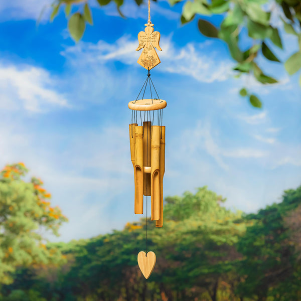 plow & hearth Memorial Wind Chime Bamboo Angel 37" H