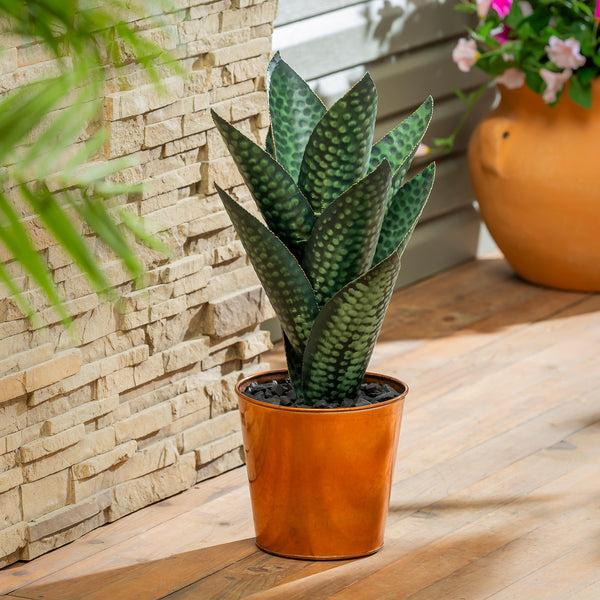 plow & hearth Metal Aloe Plant with Copper Pot 17"H