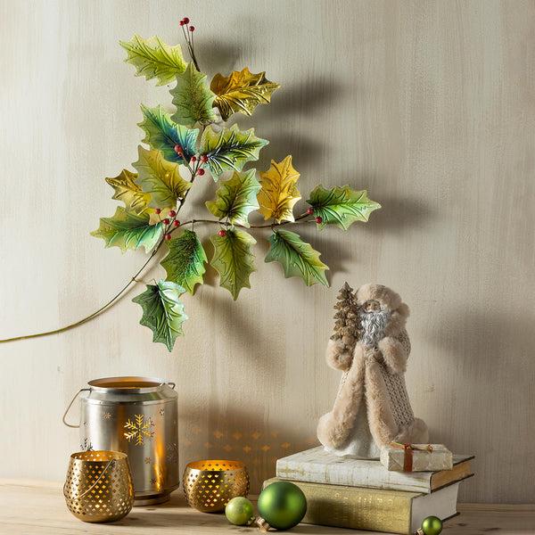 Plow & Hearth Metal And Capiz Holly Leaf Wall Decor