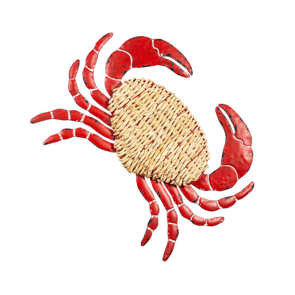 Plow & Hearth Metal And Rattan Crab Wall Décor