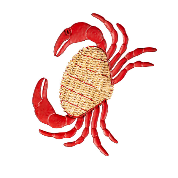 Plow & Hearth Metal And Rattan Crab Wall Décor
